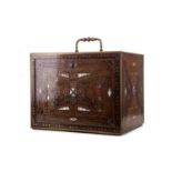 AN ATTRACTIVE SMALL INDIAN ROSEWOOD CABINET OF DRAWERS