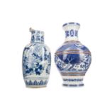 TWO CHINESE BLUE AND WHITE VASES