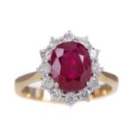 A RUBY AND DIAMOND RING