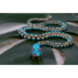 A VERY IMPRESSIVE VICTORIAN TURQUOISE, RUBY AND DIAMOND SERPENT NECKLET