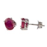 A PAIR OF RUBY STUD EARRINGS