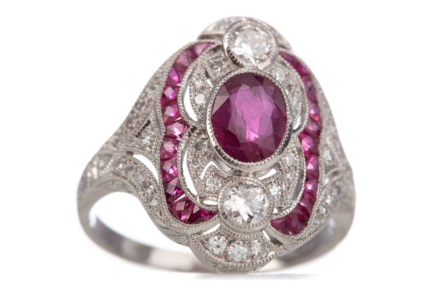 A RUBY AND DIAMOND RING