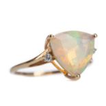 AN OPAL AND DIAMOND RING