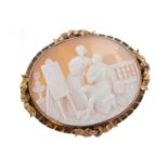 AN IMPRESSIVELY CARVED CAMEO BROOCH