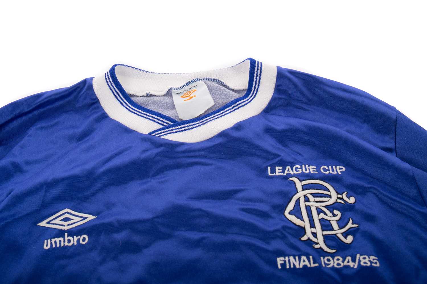 JOHN McCLELLAND RANGERS FOOTBALL CLUB LEAGUE CUP FINAL 1984/85 MATCH WORN HOME SHIRT - Bild 3 aus 7