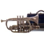 A BESSON OF LONDON SILVER PLATED CORNET