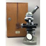 AN OLYMPUS EC MONOCULAR MICROSCOPE