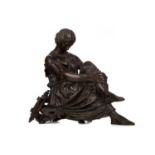 A 19TH CENTURY FRENCH BRONZE SCULPTURE OF SAPPHO