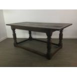 AN OAK REFECTORY DINING TABLE OF 17TH CENTURY DESIGN