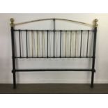 A LARGE VICTORIAN CAST IRON AND BRASS BEDSTEAD