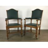 A SET OF TEN LATE 19TH/EARLY 20TH CENTURY OAK DINING CHAIRS