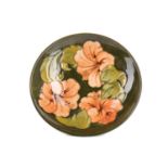 A MOORCROFT HIBISCUS PATTERN PEDESTAL BOWL