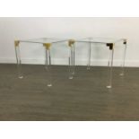 A PAIR OF LUCITE SIDE TABLES IN THE MANNER OF CHARLES HOLLIS JONES