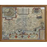 AN EARLY 17TH CENTURY MAP OF SUSSEX BY SPEED