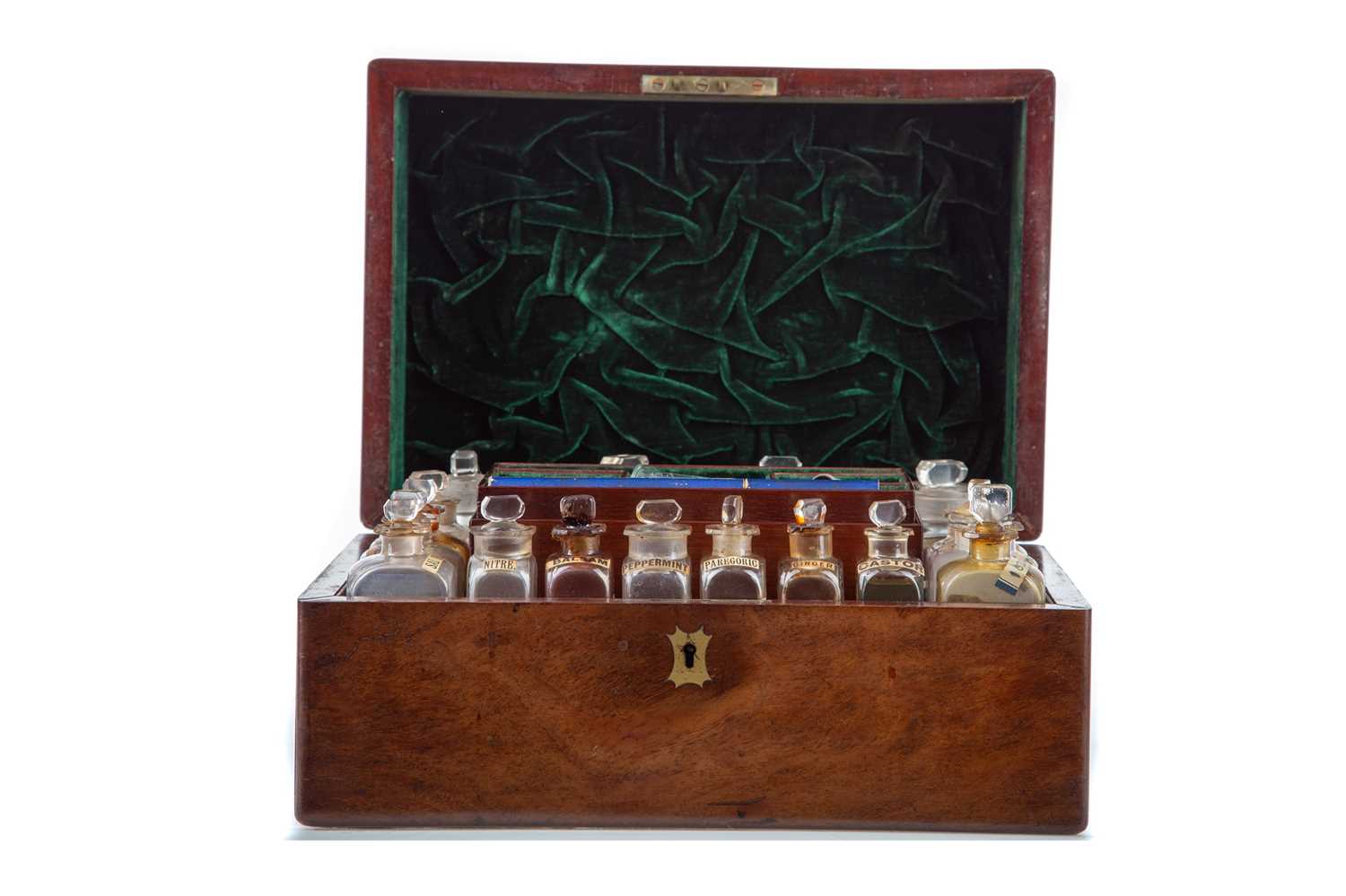 A LATE 19TH CENTURY MAHOGANY APOTHECARY CHEST