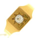 A diamond ring, with old cut diamond, gypsy set in 18ct gold, Birmingham 1935, 9.6g, size T Wear