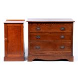 An Edwardian oak chest of drawers, c1910, the rectangular top above three long graduated drawers,