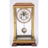 A brass mounted mahogany two glass clock, with earlier French bell striking movement, Brocot