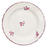 A Pinxton plate, pattern number 1, 1796-1813, 19cm diam, painted 1 Wear to enamel on rim, not