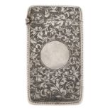 An Edwardian silver card case, engraved with leafy scrolls, 80mm, maker's mark poorly struck,