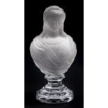 A Baccarat glass bust of the Virgin, 20th c, frosted, on octagonal clear glass socle, 27.5cm h,