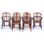 Six Victorian Windsor chairs, East Midlands Region, c1840, one of yew wood, the others ash with