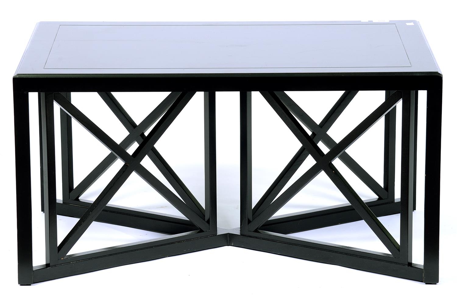 An ebonised  coffee table, 20th c, 60 x 90cm Good condition save for one or two light scratches on