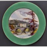 A Royal Crown Derby plate, c1930, outside decorated, painted by W E J Dean, signed, with Chatsworth,