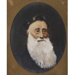 British School, late 19th c - Portrait of a Bearded Man, oil on canvas, oval, 25cm Slightly
