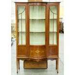 An Edwardian bow centred mahogany and inlaid china cabinet, 179cm h, 113cm l Good condition