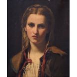 Hugues Merle (1822-1881) - A Peasant Girl, signed upper right, oil on canvas, 44.5 x 36cm Unlined