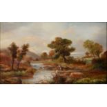 T Lawley (Fl. early 20th c) - River Scenes with Anglers, a pair, both signed, oil on canvas, 28.5