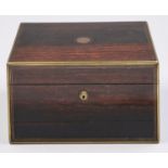 A Victorian marblewood dressing case, c1870, with brass stringing and jewel drawer with tooled