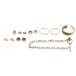 Miscellaneous gold jewellery, 5.5g Some items with wear