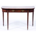 A George III mahogany side table, on square tapered legs, 112cm l Adapted; faults