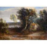 John Rawson Walker (1796-1873) - A Glimpse of Newstead, signed with initials, oil on canvas, 37 x