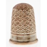 An Edwardian 9ct gold thimble, maker's mark rubbed, Chester 1902, 2.9g, cased Good condition, not