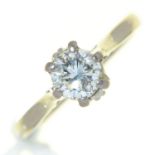 A diamond solitaire ring, the round brilliant cut diamond weighing approximately 0.75ct, in white