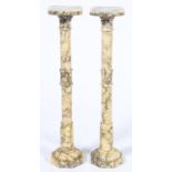 A pair of marble torcheres, late 20th c, 95cm h Good condition, varnished