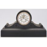 A French nero belge mantle clock, late 19th c, with Brocot escapement, enamel dial and Breguet