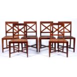 A set of six South East Asian wood dining chairs, in Regency style, cane seated Wear scratches and