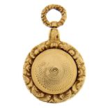 An English gold mourning locket, early 19th c,  engine turned within chased surround, double