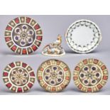 Four Royal Crown Derby Imari dessert and other plates, 1920 and later, 26.5cm diam and smaller, a