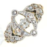 A diamond openwork ring, with old cut diamonds, gold hoop, marked 18ct, 3.4g, size L Light wear;
