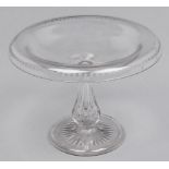 A Victorian cut and engraved glass fruit stand, late 19th c, with turnover rim, 20cm h Good