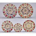 Five Royal Crown Derby Imari plates, 1970's and later, two 26.5cm diam, printed marks, pattern