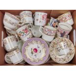 Miscellaneous Derby and other contemporary English porcelain coffee cups, stands and saucers,