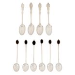 A set of six George V silver bean terminal coffee spoons, by Hukin  Heath Ltd, Birmingham 1921 and a