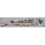 Miscellaneous British miniature pottery and porcelain, to include a Ewenny blue glazed mug, Royal