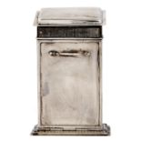 An unusual Victorian combination table cigarette and vesta box, of pillar shape with sloping lid and